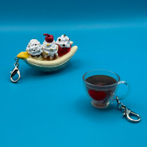 Banana Split Sundae or Espresso Coffee Mini Trinket s -  vintage keychain vintage charms for bag nostalgia vintage keychains y2k collectible - Bag Crap