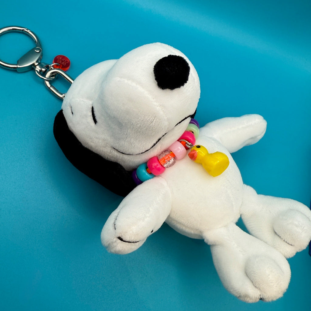 Vintage Snoopy with Rubber Ducky Beaded Necklace Plushie Bag Charm