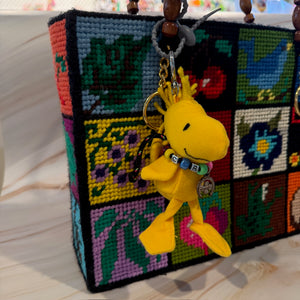 4” Vtg 1:1 Woodstock Plush   + Beaded Necklace -  vintage keychain vintage charms for bag nostalgia vintage keychains y2k collectible - Bag Crap