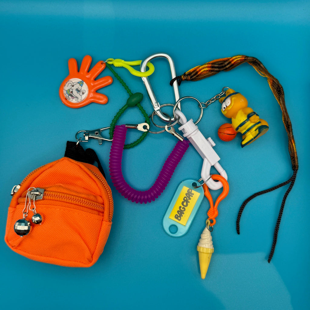 Vintage Orange Mini Backpack and Basketball Garfield Keychain and Bag Charm Pack