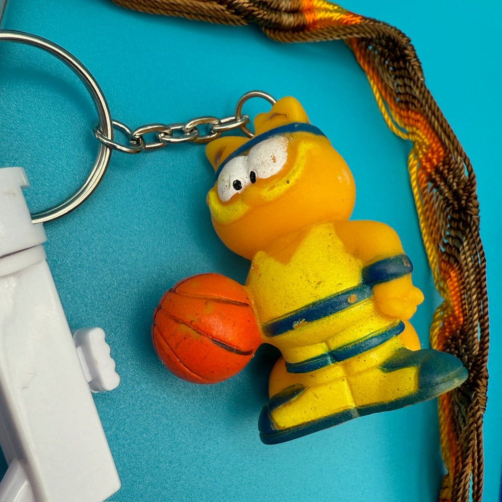 Vintage Orange Mini Backpack and Basketball Garfield Keychain and Bag Charm Pack
