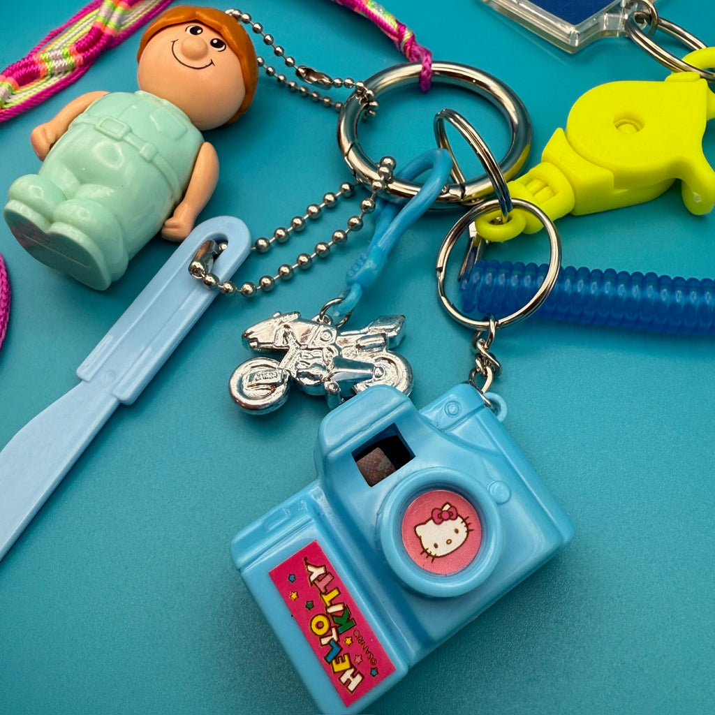 Vintage Mini Person and Working Hello Kitty Camera Keychain and Bag Charm Pack