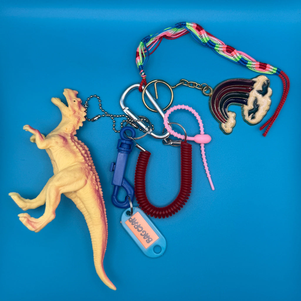 Vintage Dinosaur Rainbow Keychain and Bag Charm Pack