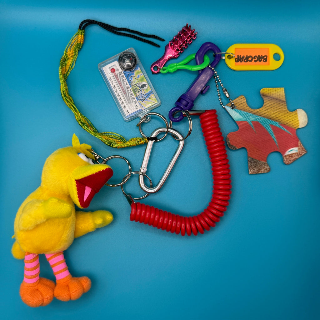 Vintage Big Bird Plushie and Puzzle Piece Keychain and Bag Charm Pack