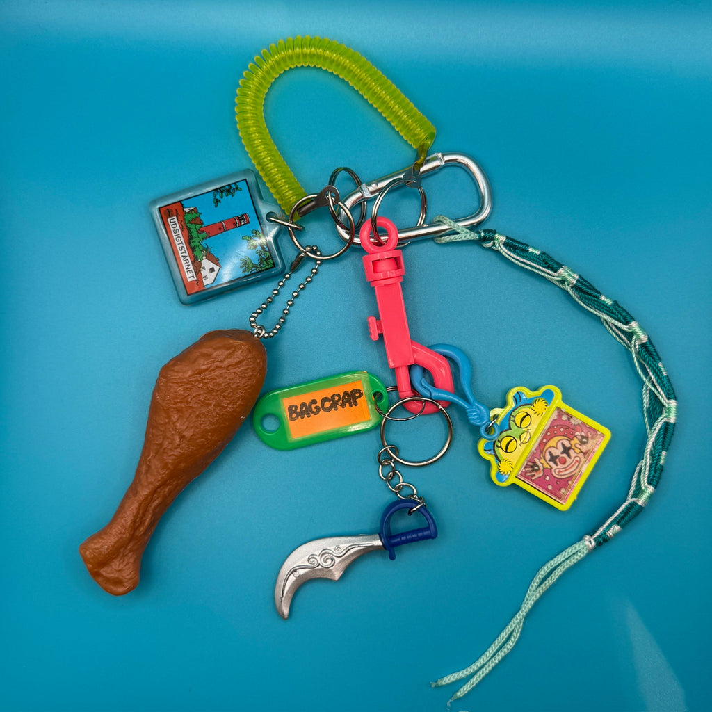 Vintage Chicken Drumstick and Silver Moon Keychain and Bag Charm Pack
