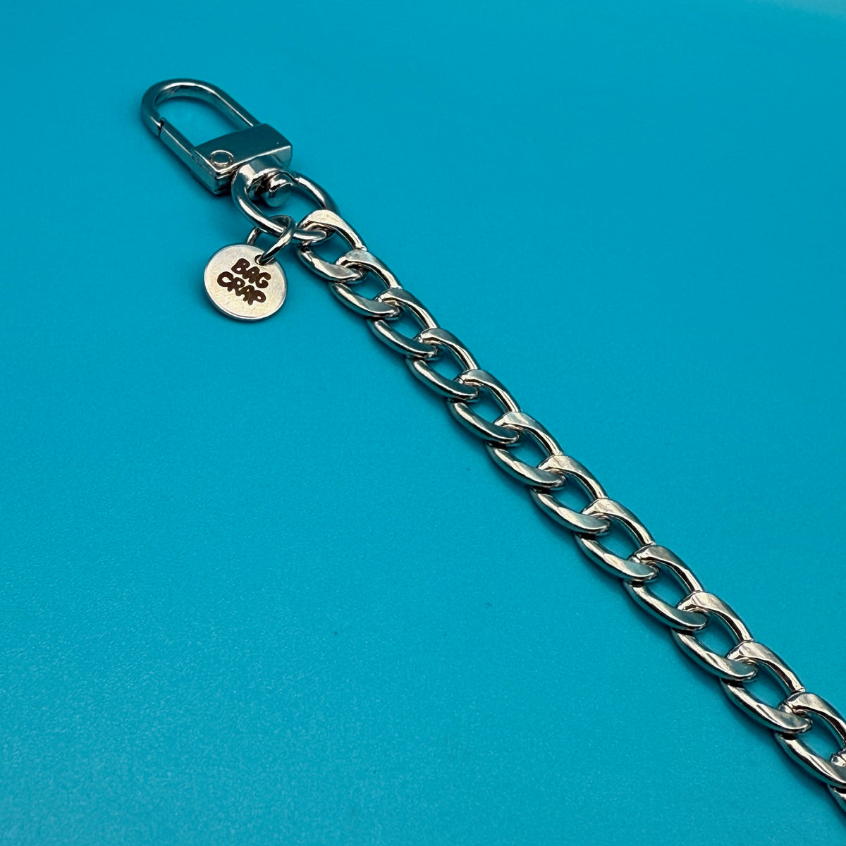 8' Silver Metal Flat Curb-Chain - clips carabiners charms keychains bag designer vintage keychain vintage charms for bag nostalgia vintage keychains y2k collectible - Bag Crap