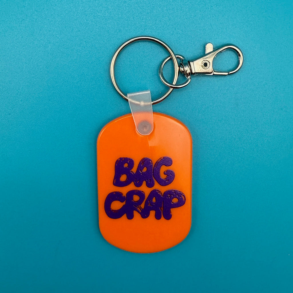 Bag Crap Orange Rubber Brand Keychain Clip