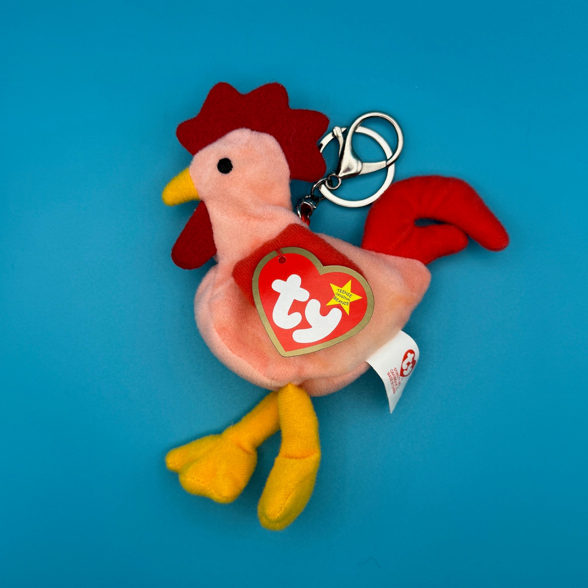 Teenie Beanie Baby 'Strut' the Rooster -  vintage keychain vintage charms for bag nostalgia vintage keychains y2k collectible - Bag Crap