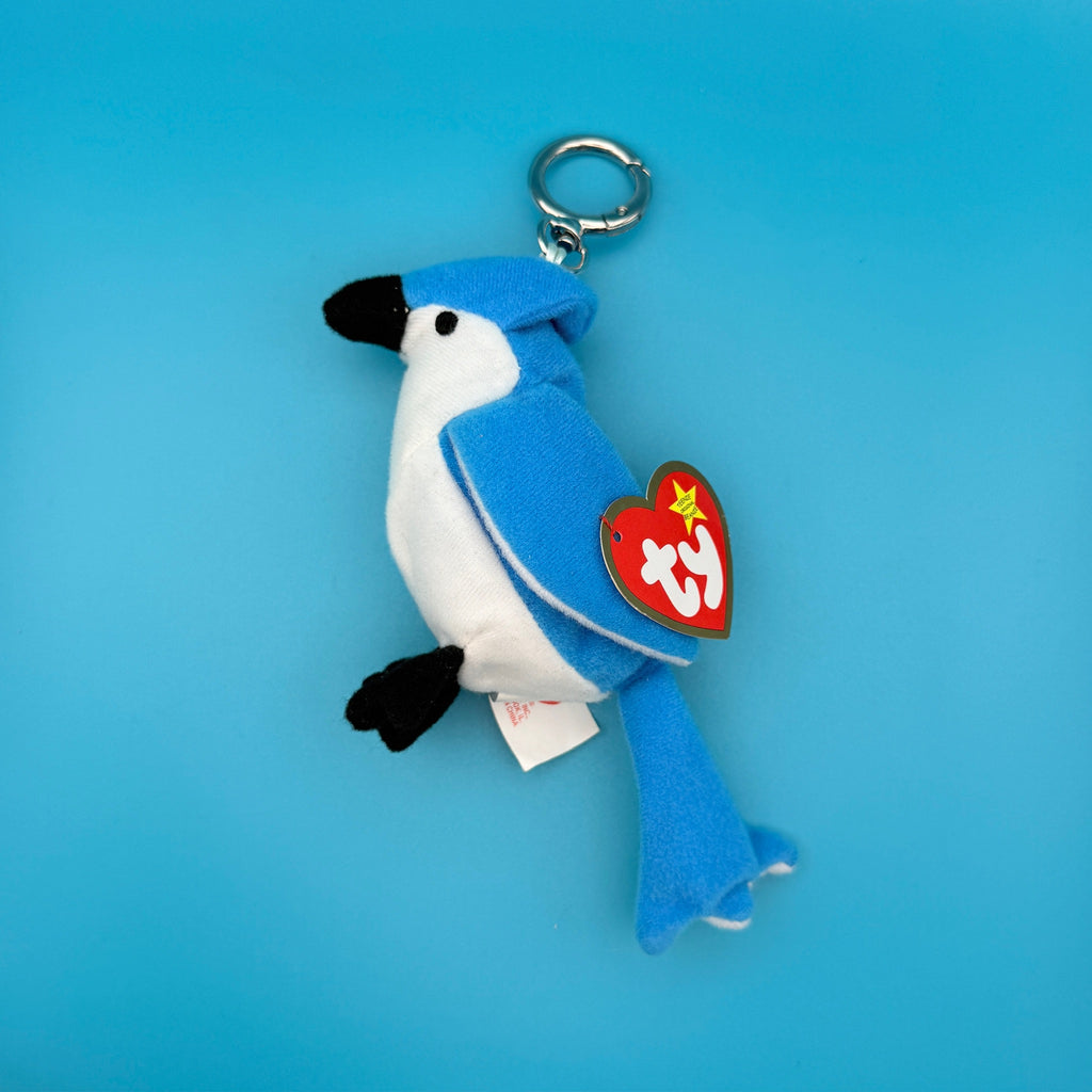 Vintage Teenie Beanie Baby 'Rocket' the Blue Jay Plushie Bag Charm