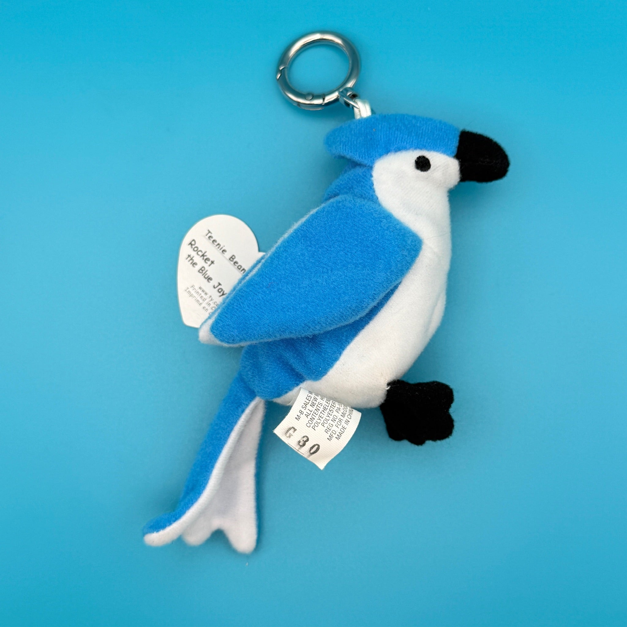 Teenie Beanie Baby 'Rocket' the Blue Jay -  vintage keychain vintage charms for bag nostalgia vintage keychains y2k collectible - Bag Crap
