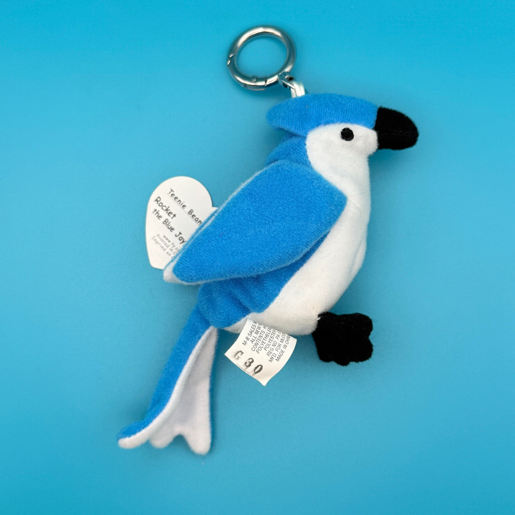 Vintage Teenie Beanie Baby 'Rocket' the Blue Jay Plushie Bag Charm