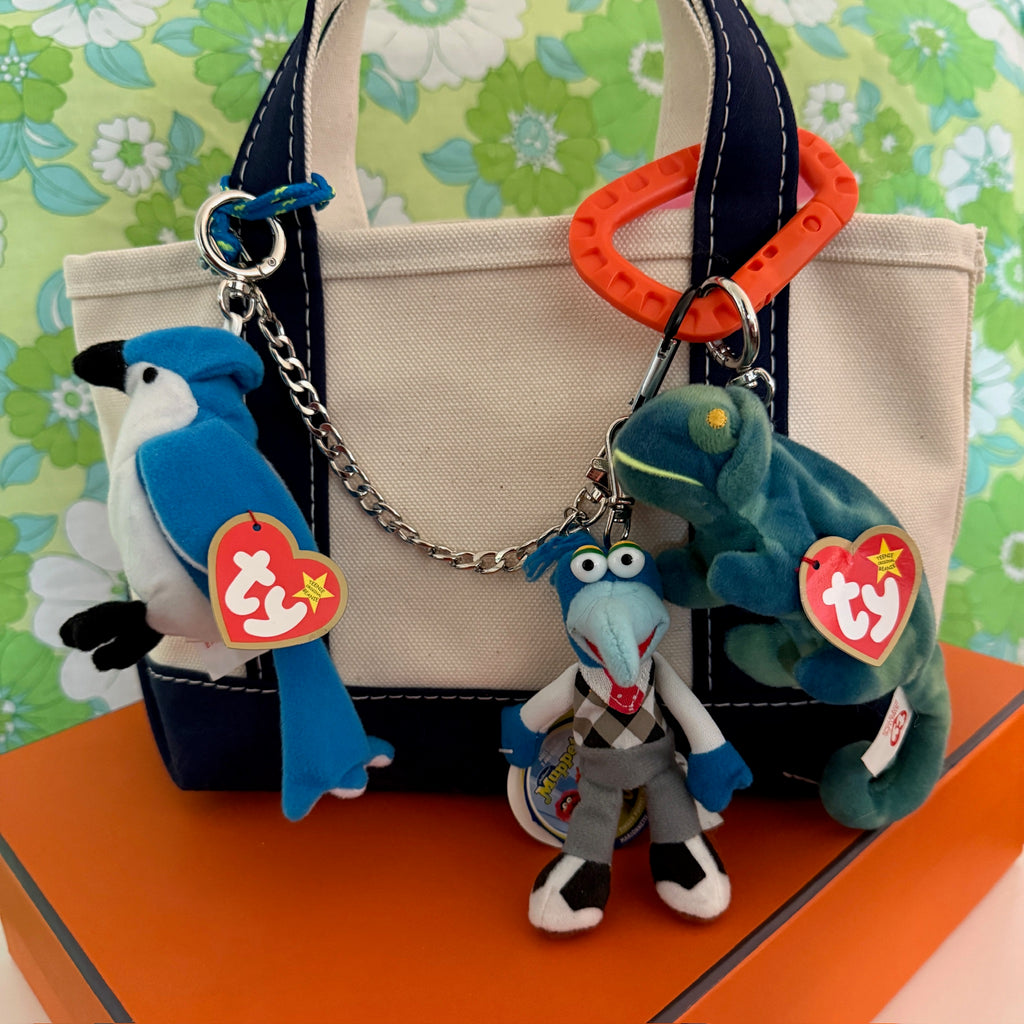 Vintage Teenie Beanie Baby 'Rocket' the Blue Jay Plushie Bag Charm