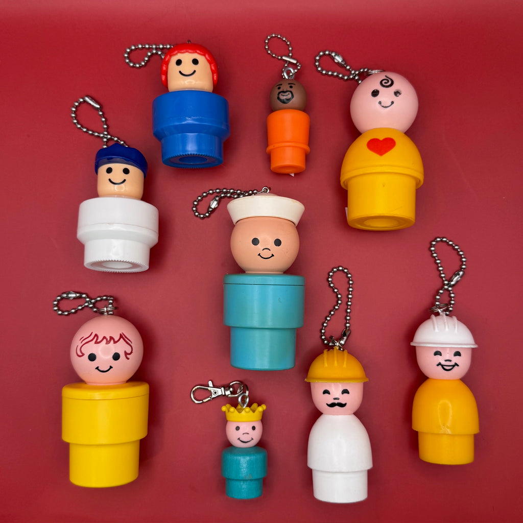 Vintage 1970's Fisher Price Little People Bag Charms