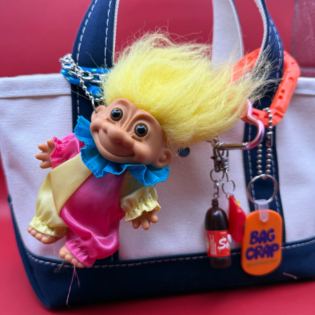 Vintage 90s Troll Doll Bag Charm: Clown Costume