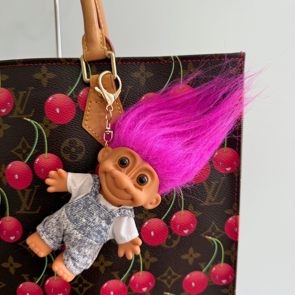 Troll Doll  : Pink Hair Overalls Troll - troll charms troll keychains vintage keychain vintage charms for bag nostalgia vintage keychains y2k collectible - Bag Crap