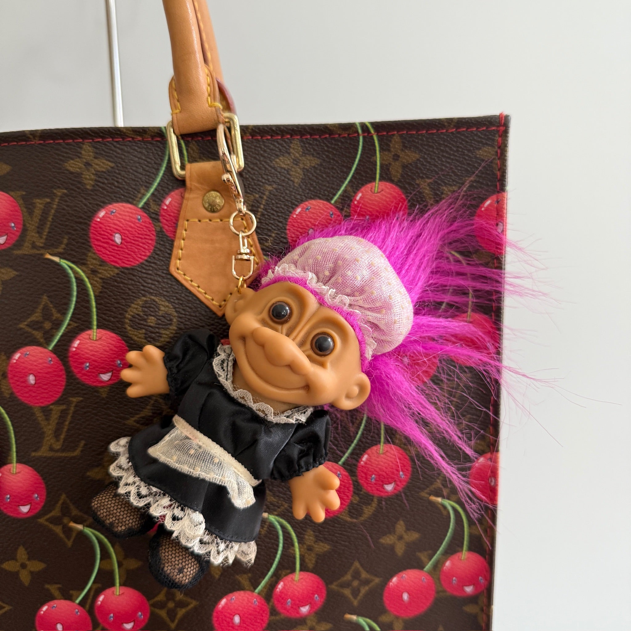 4'  Troll Doll  : Pink Hair Maid Troll - troll charms troll keychains vintage keychain vintage charms for bag nostalgia vintage keychains y2k collectible - Bag Crap