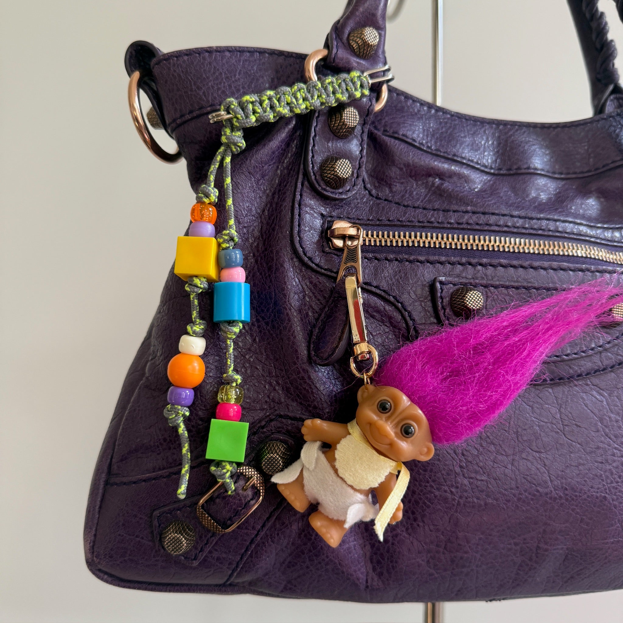 Troll Doll  : Magenta Hair Baby Troll - troll charms troll keychains vintage keychain vintage charms for bag nostalgia vintage keychains y2k collectible - Bag Crap