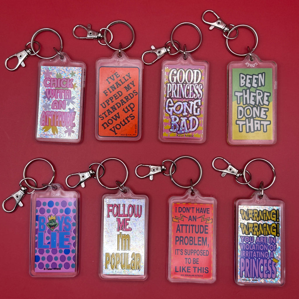Vintage Y2K Comedy Phrase Keychain Clip Charms