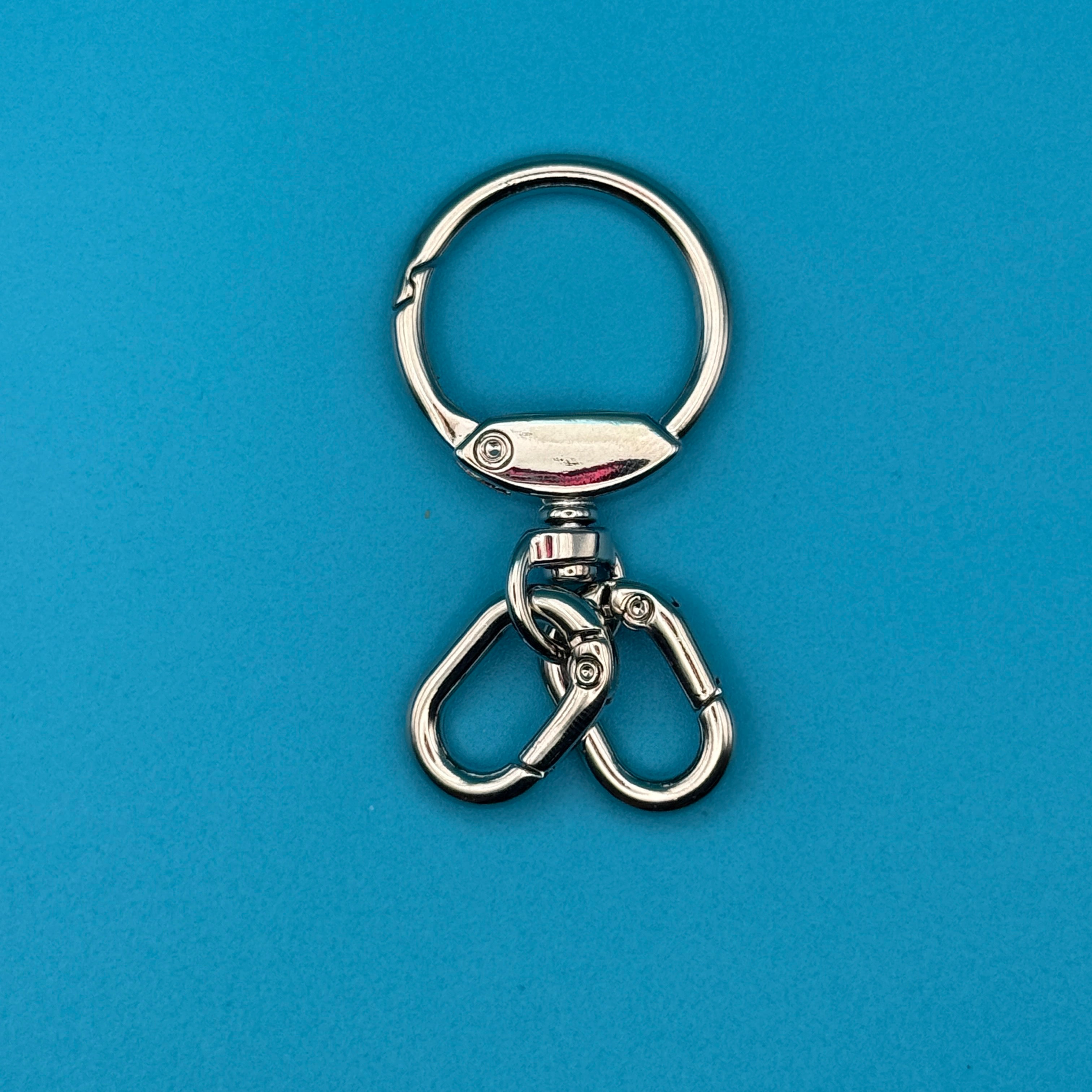 Silver Metal Swivel Spring Clip + 2 Carabiner Clip Attachments - clips carabiners charms keychains bag designer vintage keychain vintage charms for bag nostalgia vintage keychains y2k collectible - Bag Crap