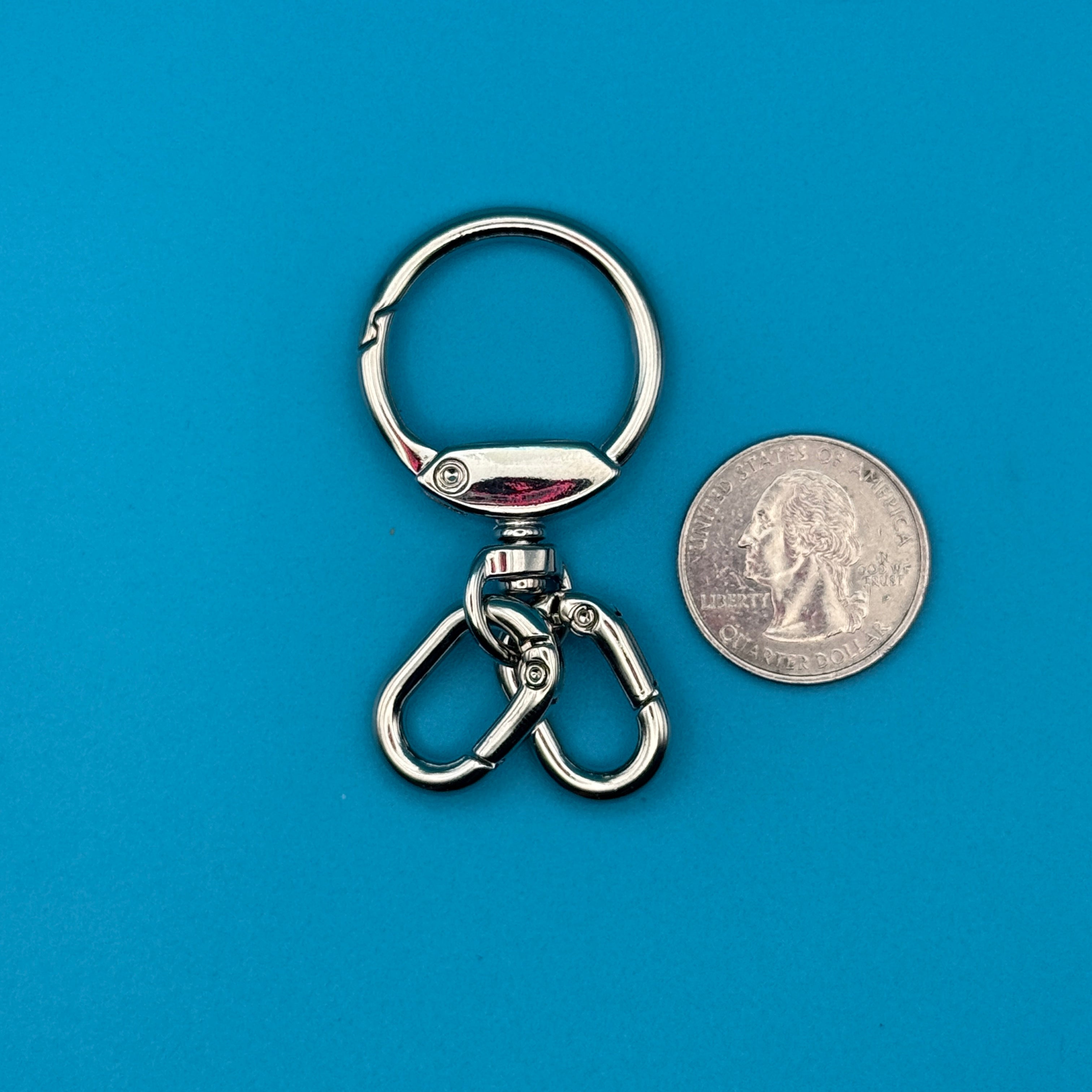 Silver Metal Swivel Spring Clip + 2 Carabiner Clip Attachments - clips carabiners charms keychains bag designer vintage keychain vintage charms for bag nostalgia vintage keychains y2k collectible - Bag Crap