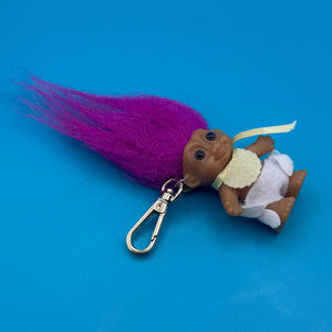 Troll Doll  : Magenta Hair Baby Troll - troll charms troll keychains vintage keychain vintage charms for bag nostalgia vintage keychains y2k collectible - Bag Crap