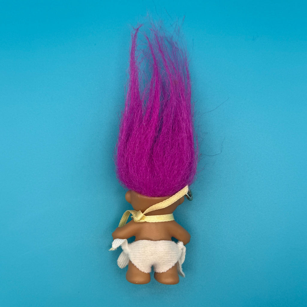Vintage Troll Doll Bag Charm: Magenta Hair Baby Troll