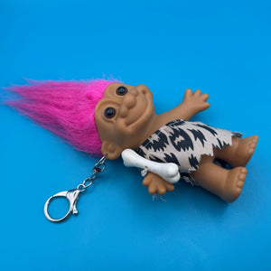 4'  Troll Doll  : Pink Hair Cave Girl Troll -  vintage keychain vintage charms for bag nostalgia vintage keychains y2k collectible - Bag Crap