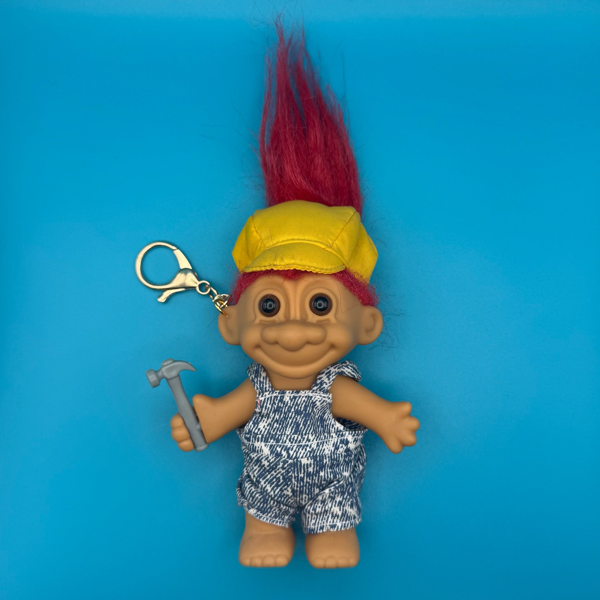 4'  Troll Doll  : Red Hair Construction Troll - troll charms troll keychains vintage keychain vintage charms for bag nostalgia vintage keychains y2k collectible - Bag Crap