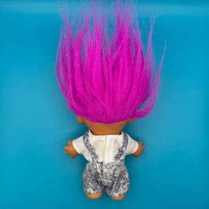 4'  Troll Doll  : Pink Hair Overalls Troll -  vintage keychain vintage charms for bag nostalgia vintage keychains y2k collectible - Bag Crap