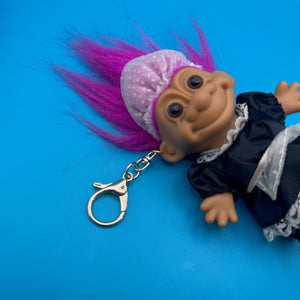 4'  Troll Doll  : Pink Hair Maid Troll -  vintage keychain vintage charms for bag nostalgia vintage keychains y2k collectible - Bag Crap