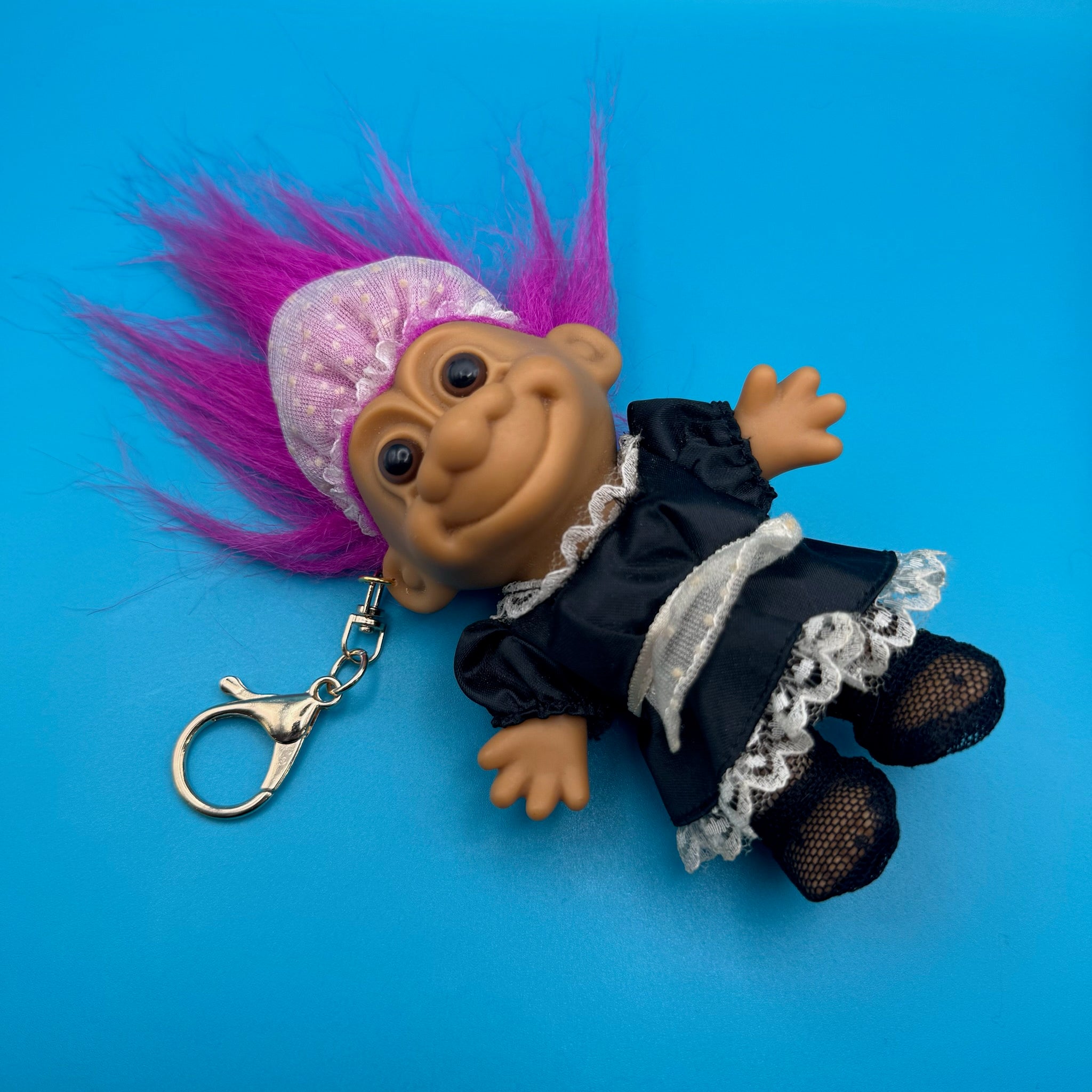 4'  Troll Doll  : Pink Hair Maid Troll - troll charms troll keychains vintage keychain vintage charms for bag nostalgia vintage keychains y2k collectible - Bag Crap