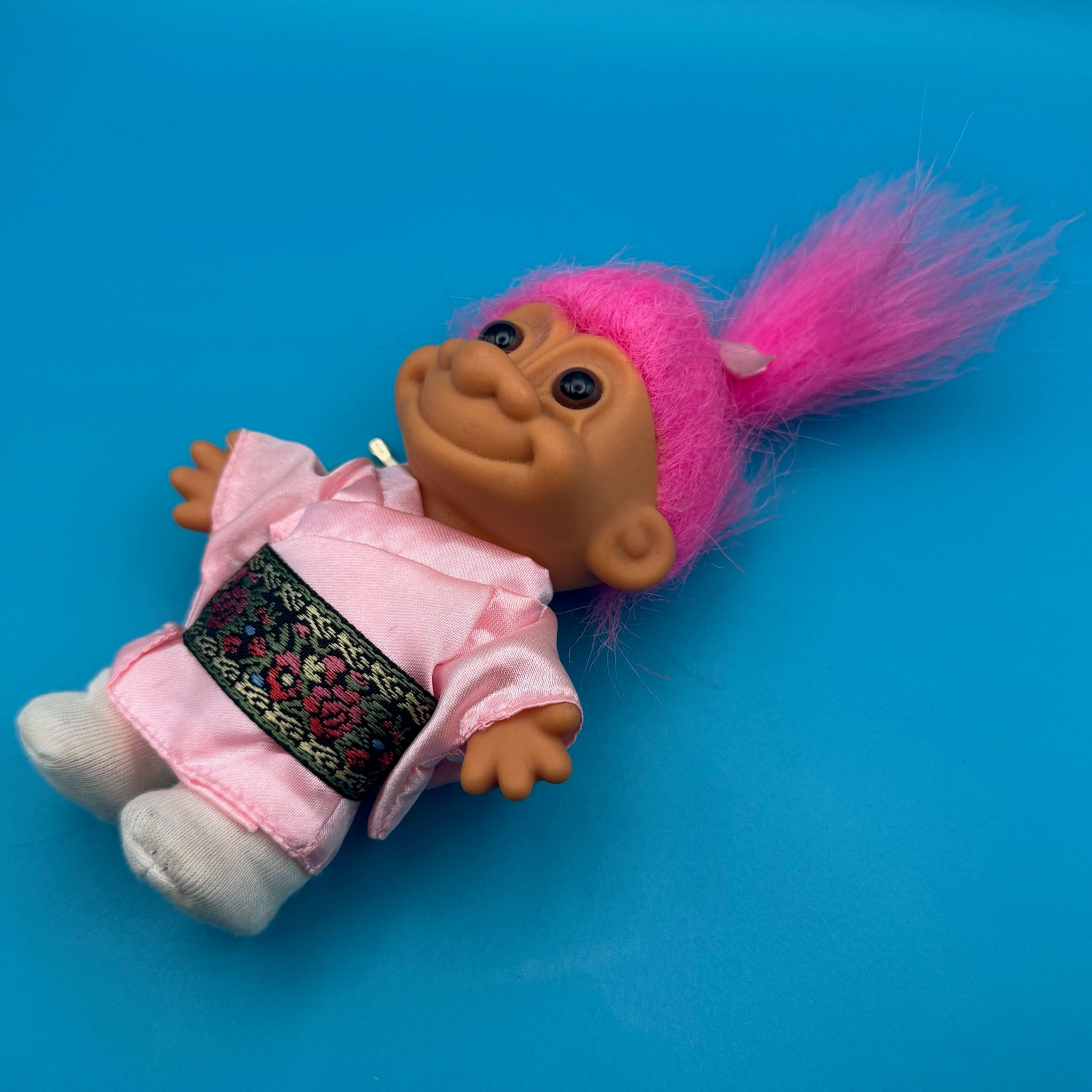4'  Troll Doll  : Pink Hair Kimono Troll - troll charms troll keychains vintage keychain vintage charms for bag nostalgia vintage keychains y2k collectible - Bag Crap