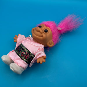 4'  Troll Doll  : Pink Hair Kimono Troll -  vintage keychain vintage charms for bag nostalgia vintage keychains y2k collectible - Bag Crap