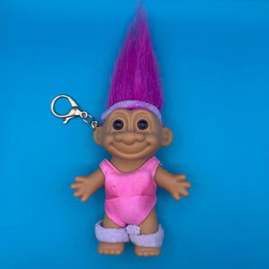 4'  Troll Doll  : Pink Hair Workout Troll -  vintage keychain vintage charms for bag nostalgia vintage keychains y2k collectible - Bag Crap