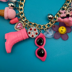 Fully Loaded  Pink Toy Trinket   Chain - vintage bag charm chains silver nostalgia vintage y2k vintage keychain vintage charms for bag nostalgia vintage keychains y2k collectible - Bag Crap