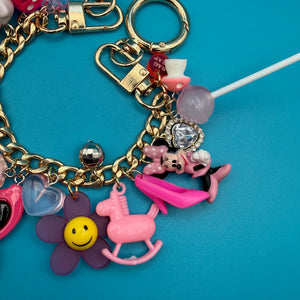 Fully Loaded  Pink Toy Trinket   Chain - vintage bag charm chains silver nostalgia vintage y2k vintage keychain vintage charms for bag nostalgia vintage keychains y2k collectible - Bag Crap
