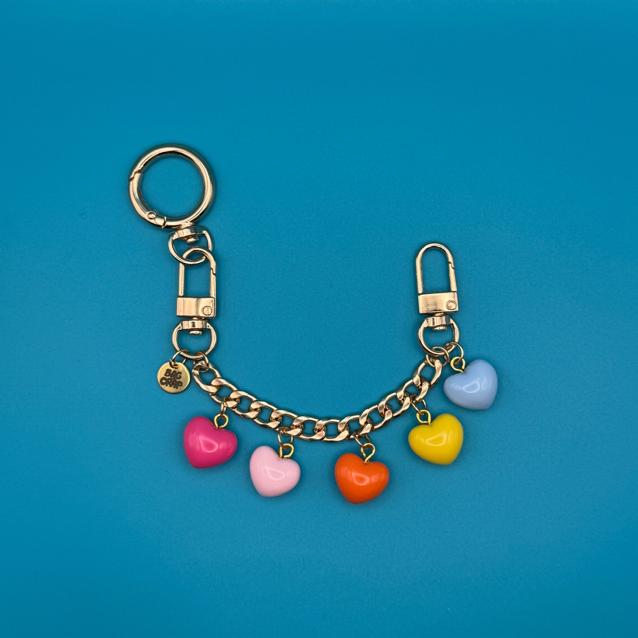 Colorful Heart   6.5' Chain - vintage bag charm chains silver nostalgia vintage y2k vintage keychain vintage charms for bag nostalgia vintage keychains y2k collectible - Bag Crap