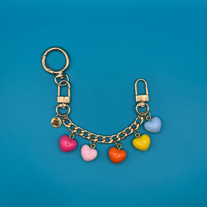 Colorful Heart   6.5' Chain - vintage bag charm chains silver nostalgia vintage y2k vintage keychain vintage charms for bag nostalgia vintage keychains y2k collectible - Bag Crap