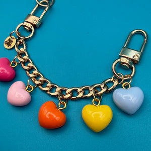Colorful Heart   6.5' Chain - vintage bag charm chains silver nostalgia vintage y2k vintage keychain vintage charms for bag nostalgia vintage keychains y2k collectible - Bag Crap