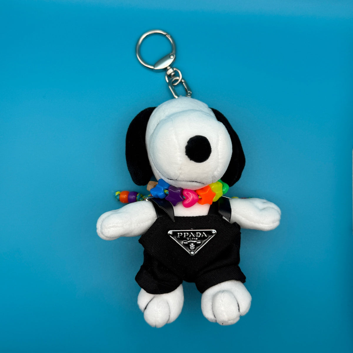 6" Snoopy Plush Bag charm 'Prada' Outfit + Colorful Beaded Necklace