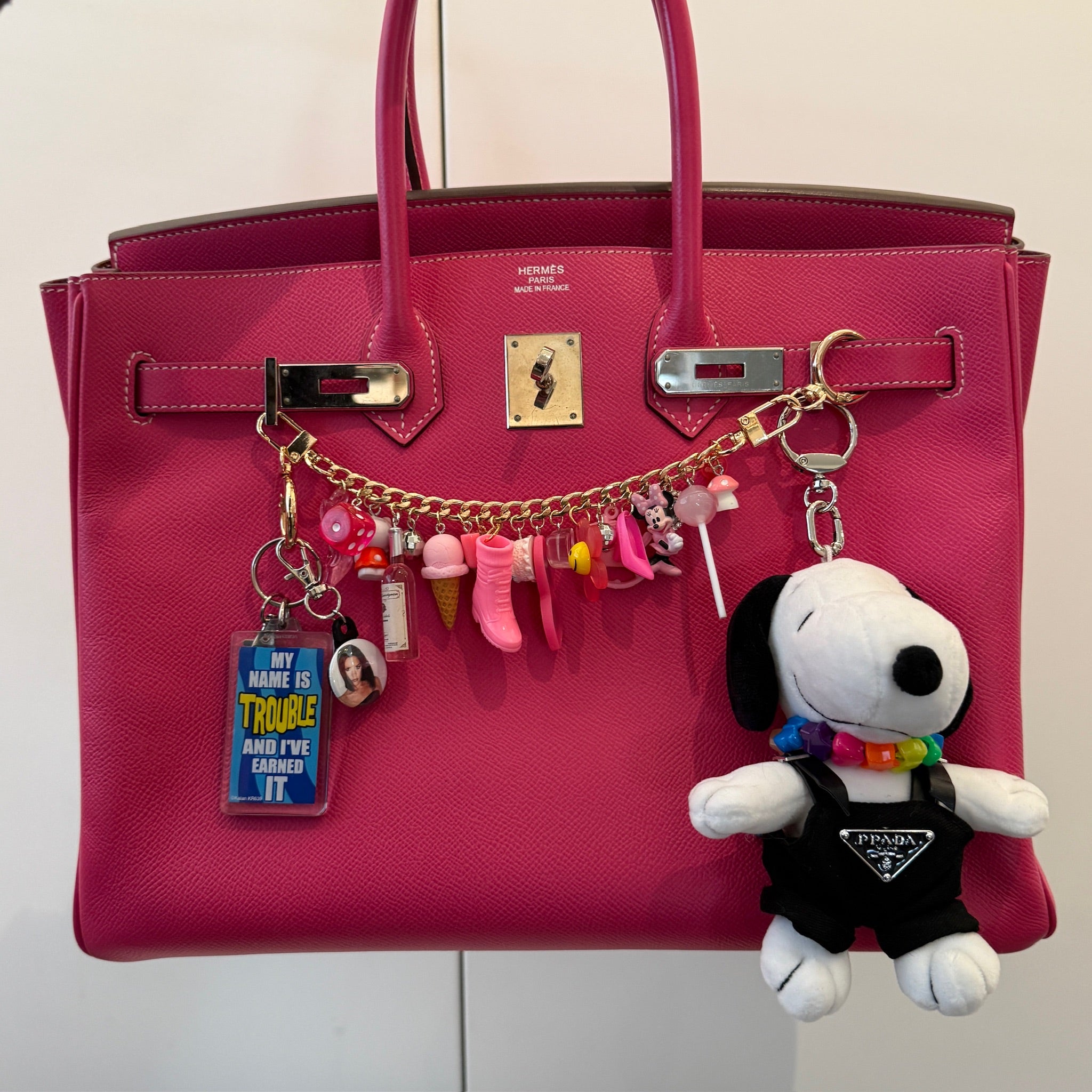 Fully Loaded  Pink Toy Trinket   Chain - vintage bag charm chains silver nostalgia vintage y2k vintage keychain vintage charms for bag nostalgia vintage keychains y2k collectible - Bag Crap