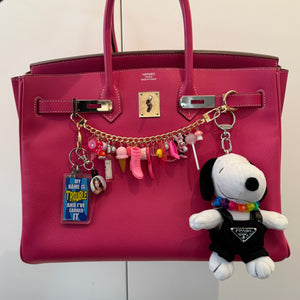 6' Snoopy Plush   'Prada' Outfit + Colorful Beaded Necklace - snoopy rar peanuts vintage keychain vintage charms for bag nostalgia vintage keychains y2k collectible - Bag Crap