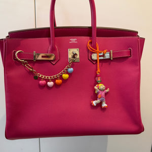 Colorful Heart   6.5' Chain - vintage bag charm chains silver nostalgia vintage y2k vintage keychain vintage charms for bag nostalgia vintage keychains y2k collectible - Bag Crap