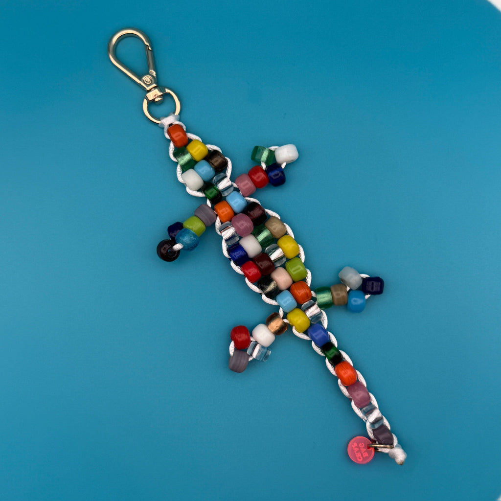 Glass Bead Buddy Multi-Colored Lizard Bag Charm