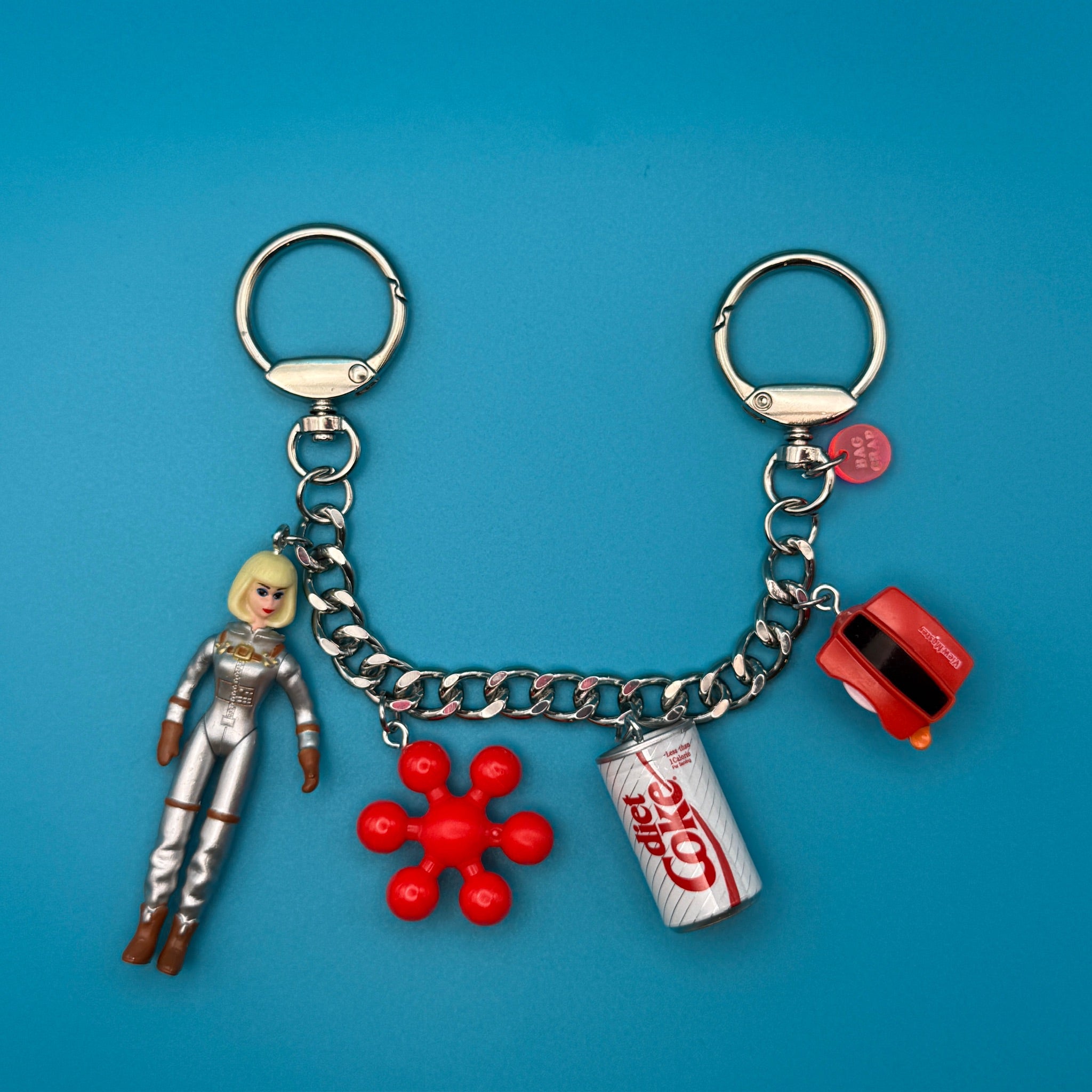 Mini Barbie + Diet Coke   Chain - barbie doll toy pink rare vintage keychain vintage charms for bag nostalgia vintage keychains y2k collectible - Bag Crap