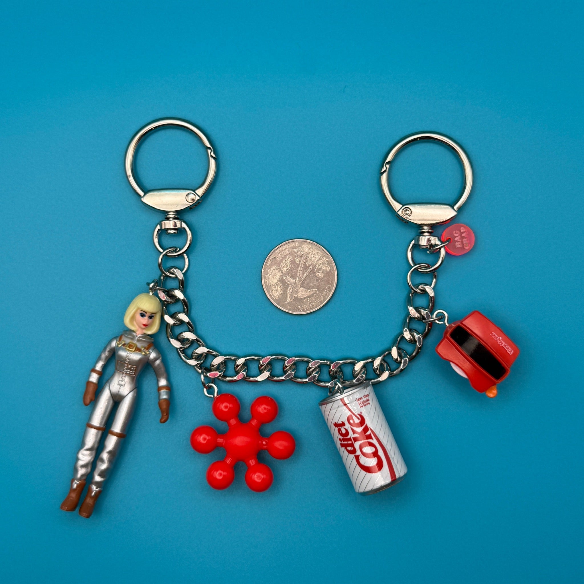 Mini Barbie + Diet Coke   Chain - barbie doll toy pink rare vintage keychain vintage charms for bag nostalgia vintage keychains y2k collectible - Bag Crap