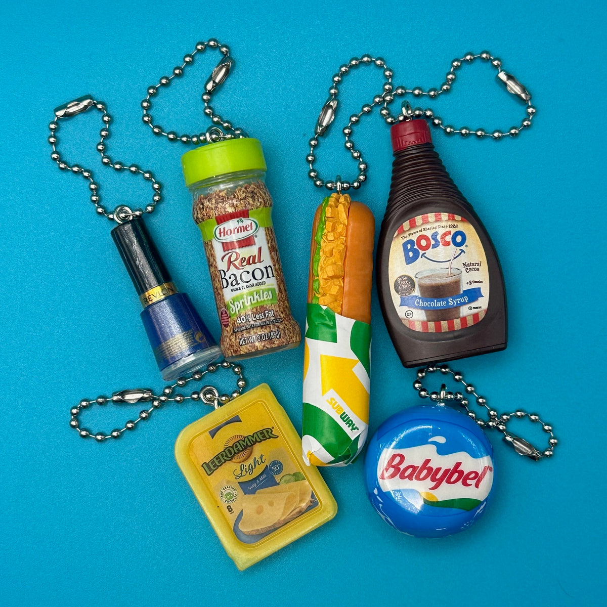 Assorted Mini Food & Grocery  s: Sandwich, Cheese, Nail Polish - bodega food grocery nyc ny apple fruit vegetables fun vintage keychain vintage charms for bag nostalgia vintage keychains y2k collectible - Bag Crap