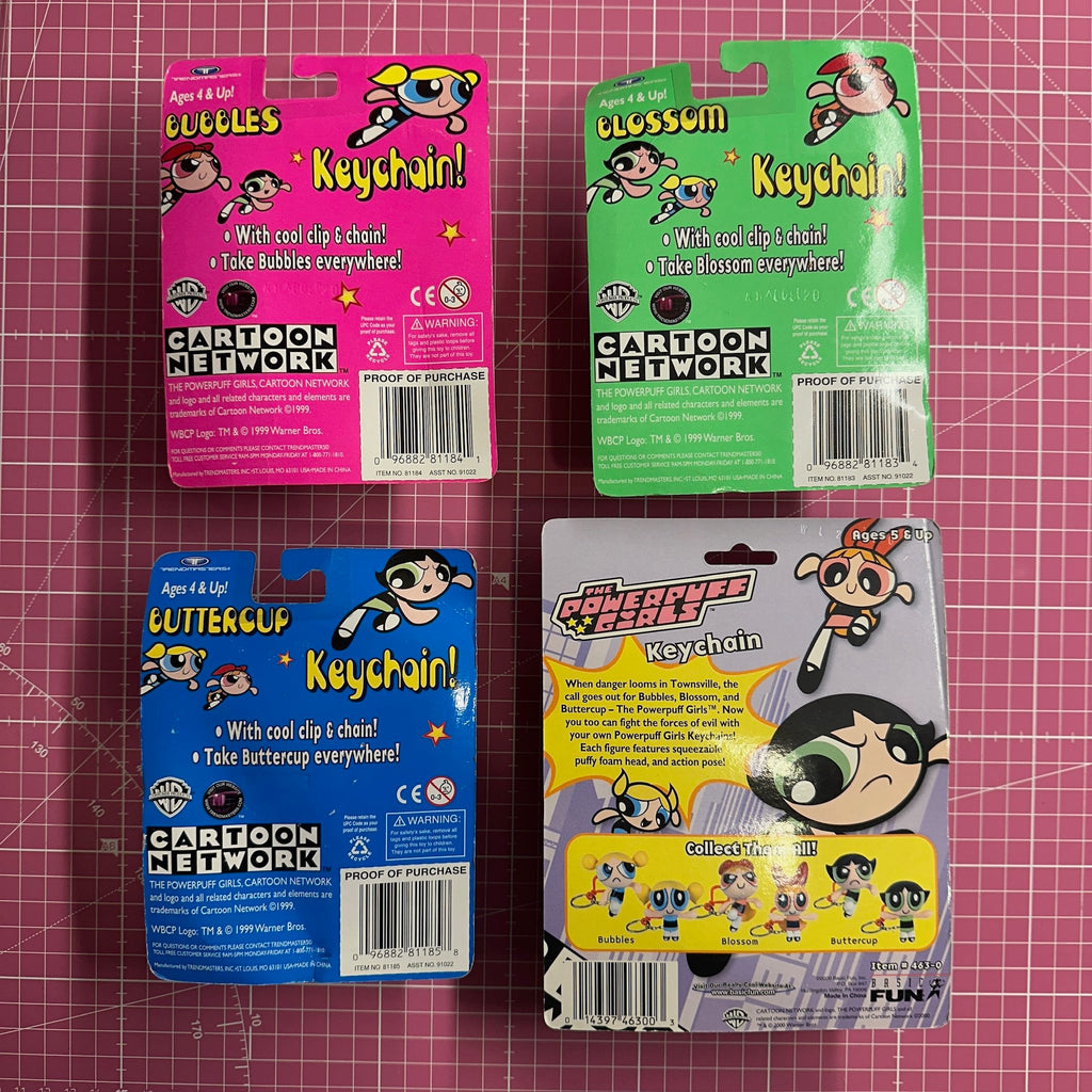 Vintage Deadstock 1999 Powerpuff Girls Keychains: New In Box
