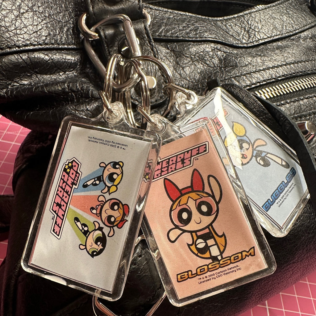 Vintage 2000 Powerpuff Girls Plastic Tag Keychains