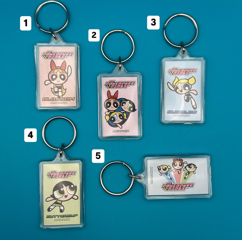 Vintage 2000 Powerpuff Girls Plastic Tag Keychains